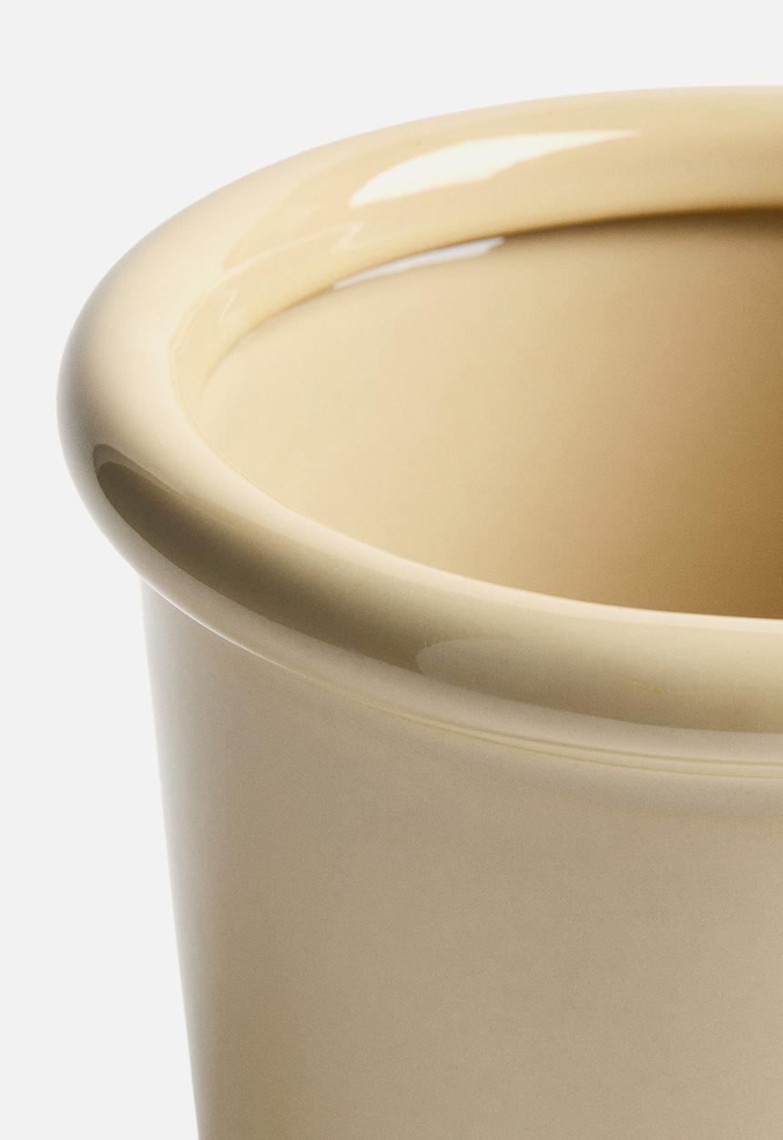 H&M - Stoneware plant pot with saucer - light yellow