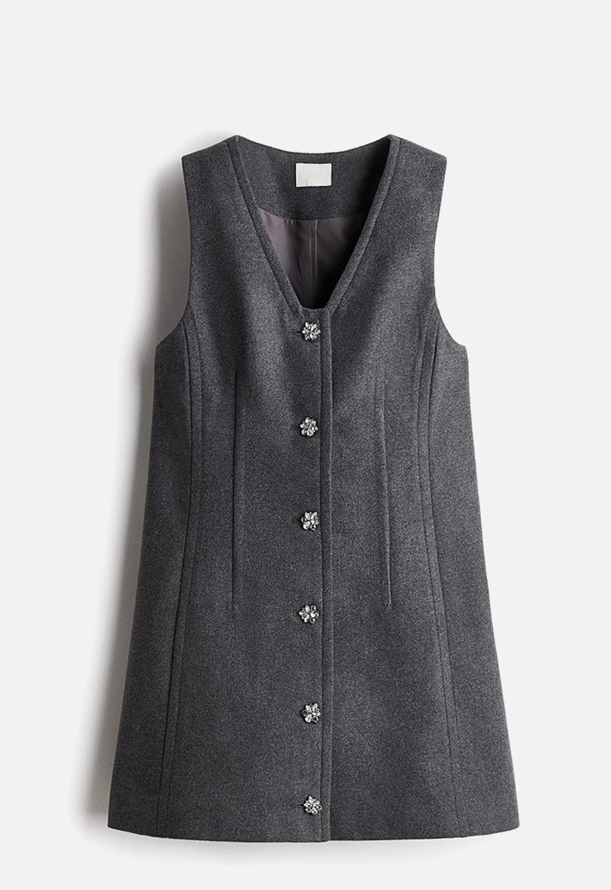 H&M - Rhinestone-button dress - dark grey marl