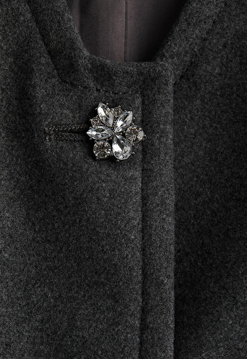 H&M - Rhinestone-button dress - dark grey marl