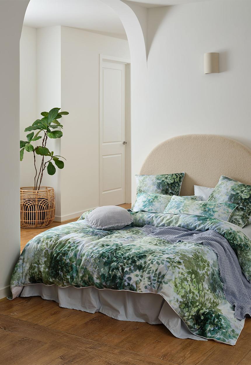 Linenhouse - Treetop Duvet Cover Set - green & blue