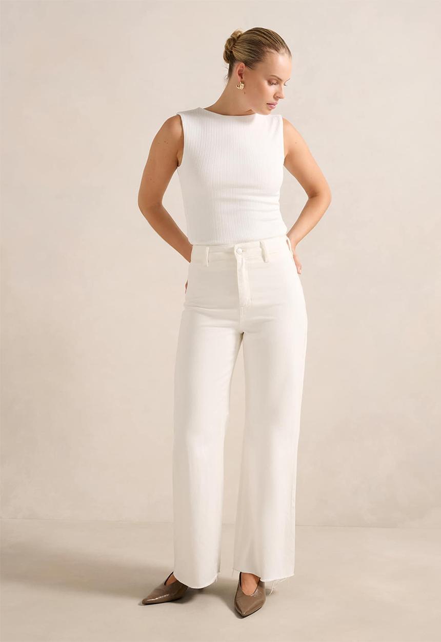 Forever New - Frankie boat neck tank top in porcelain