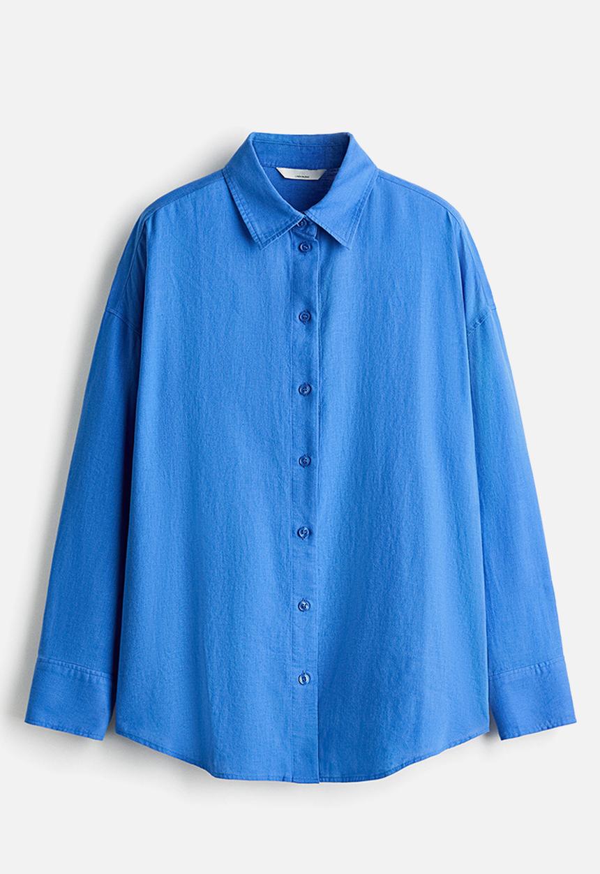 H&M - Oversized linen-blend shirt - blue