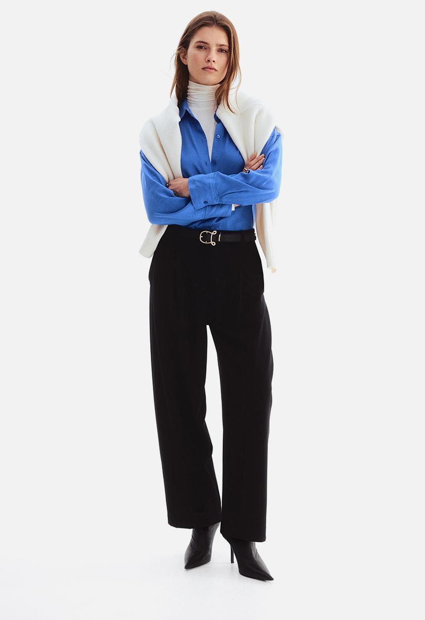 H&M - Oversized linen-blend shirt - blue