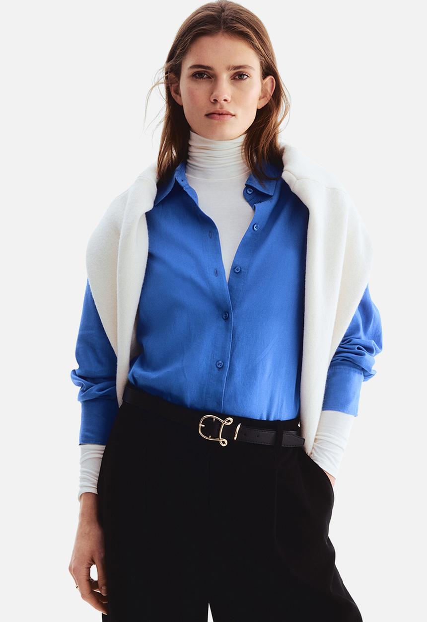 H&M - Oversized linen-blend shirt - blue