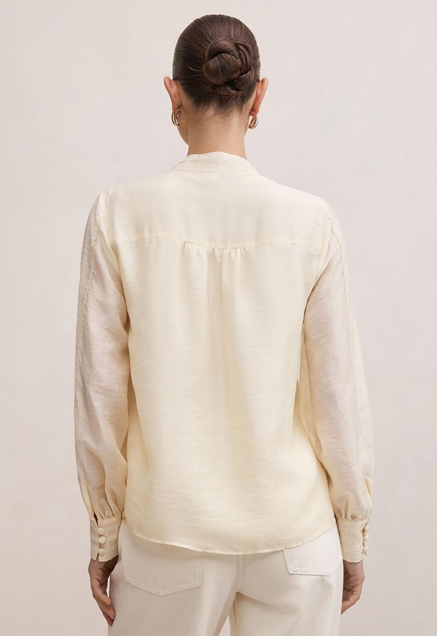 Forever New - Astra lace trim blouse in soft yellow