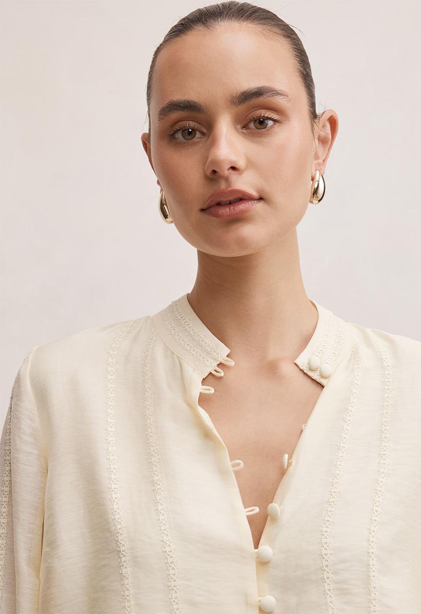 Forever New - Astra lace trim blouse in soft yellow