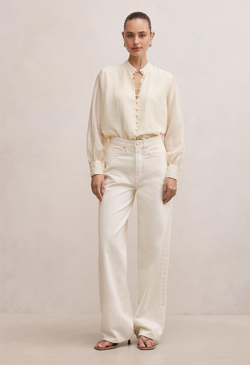 Forever New - Astra lace trim blouse in soft yellow