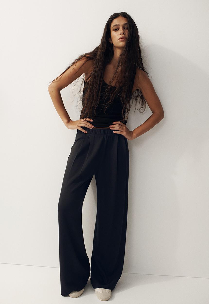 H&M - Wide pull-on trousers - black