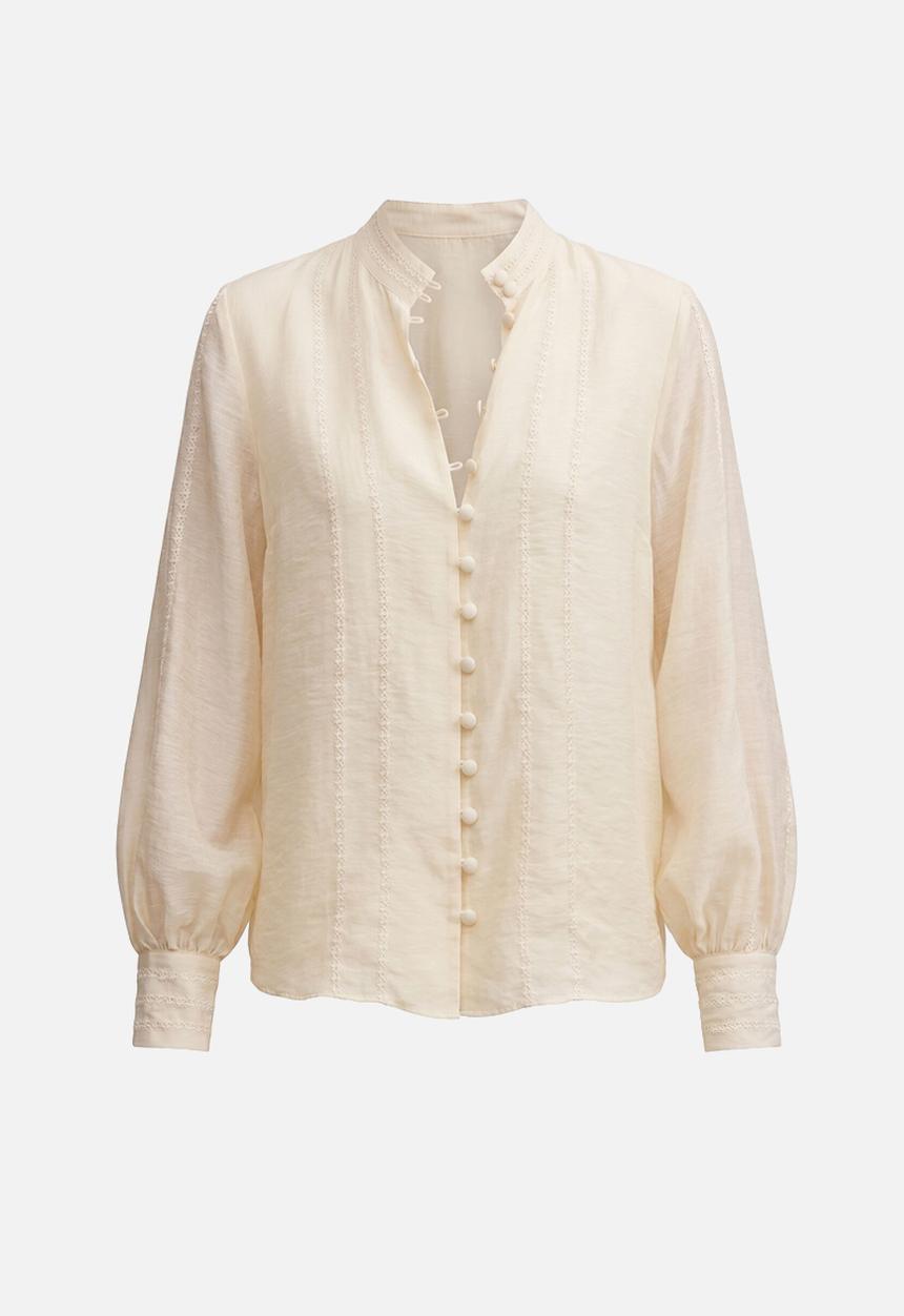 Forever New - Astra lace trim blouse in soft yellow