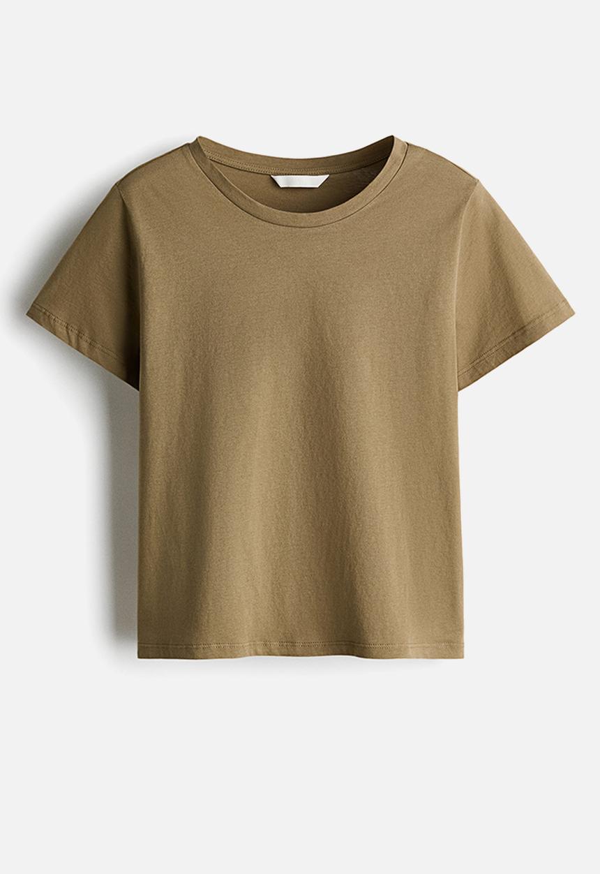 H&M - Cotton T-shirt - khaki green