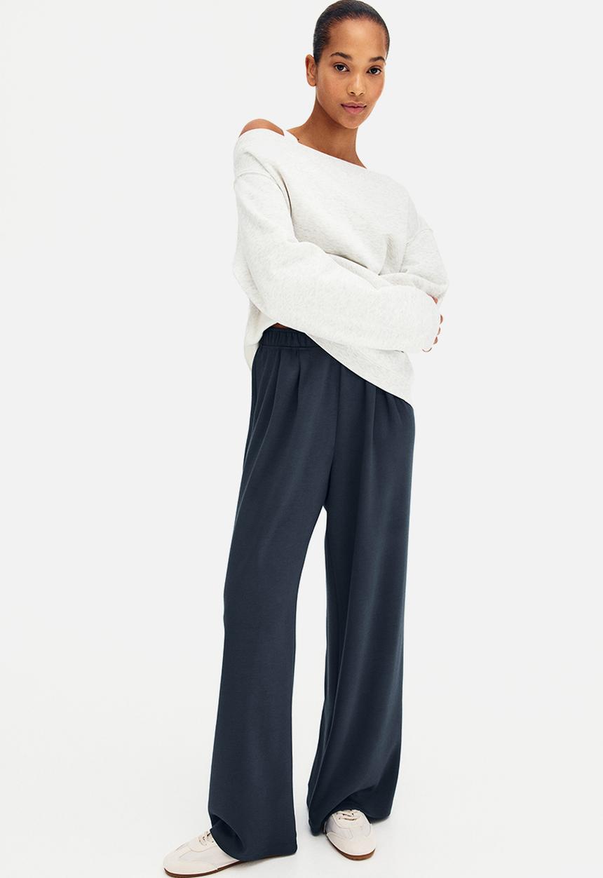 H&M - Wide pull-on trousers - dark pigeon blue