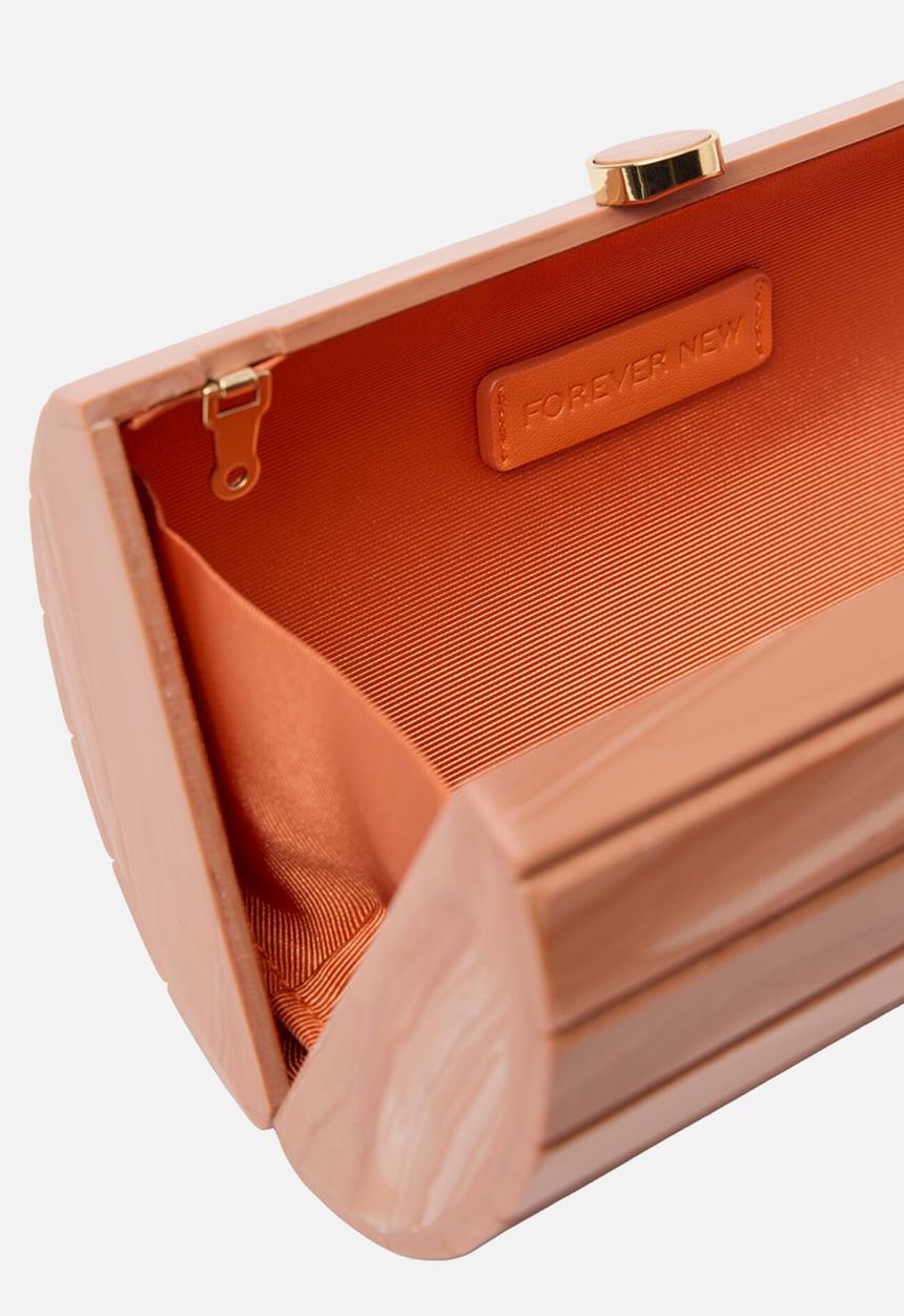 Forever New - Abbey acrylic rectangular clutch in rose