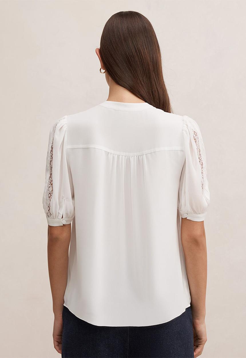 Forever New - Alexis short sleeve blouse in porcelain