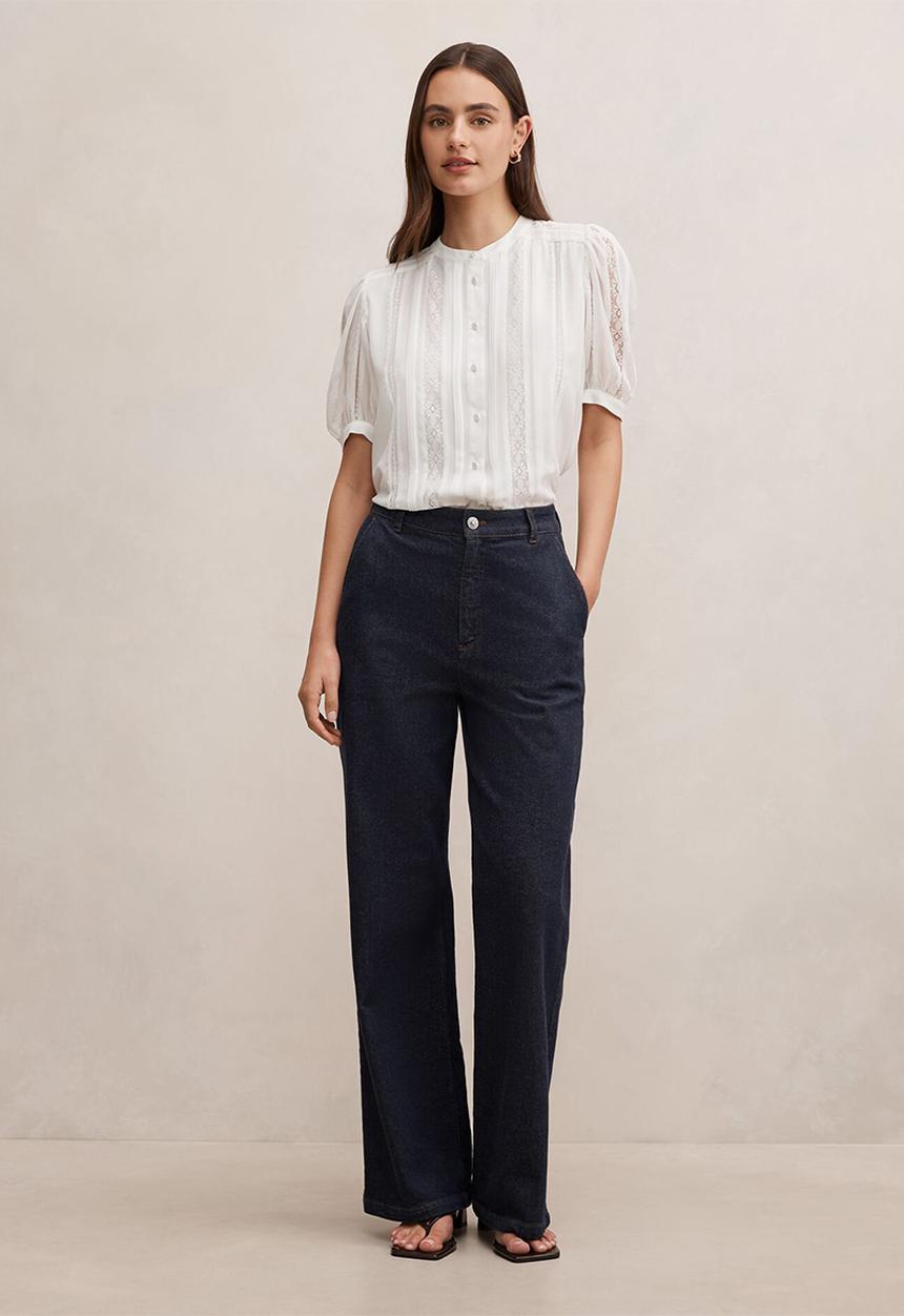 Forever New - Alexis short sleeve blouse in porcelain