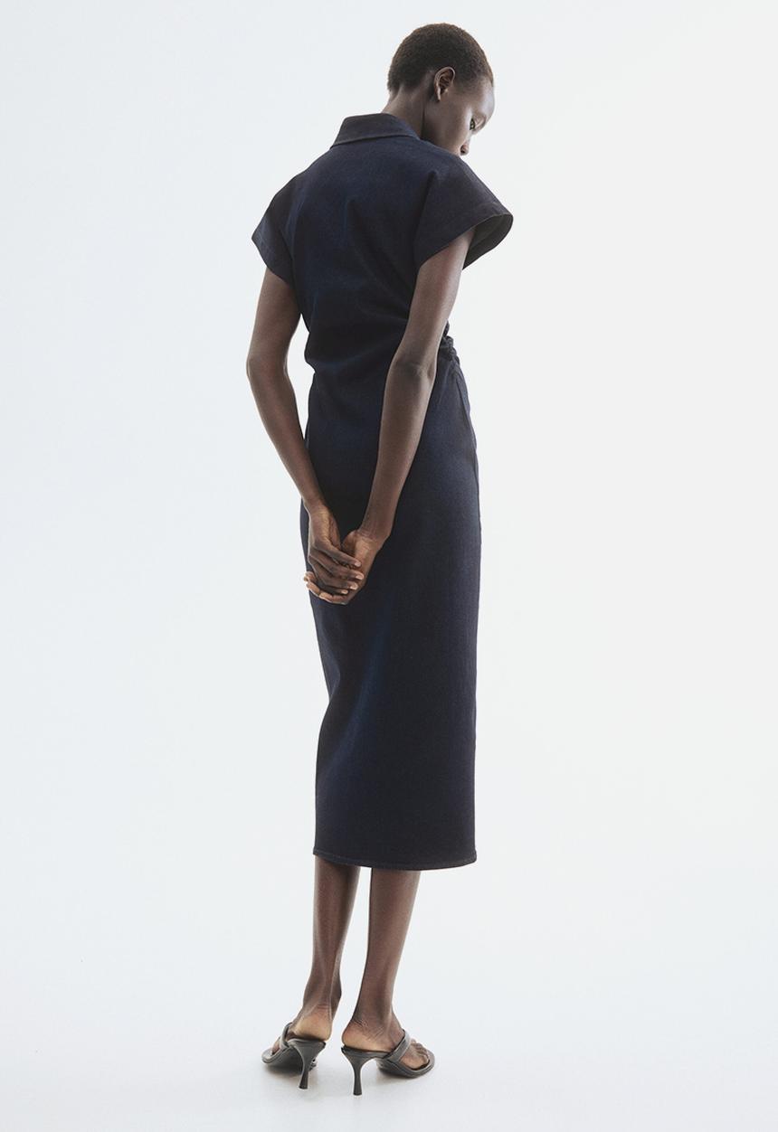 H&M - Short-sleeved denim dress - dark denim blue