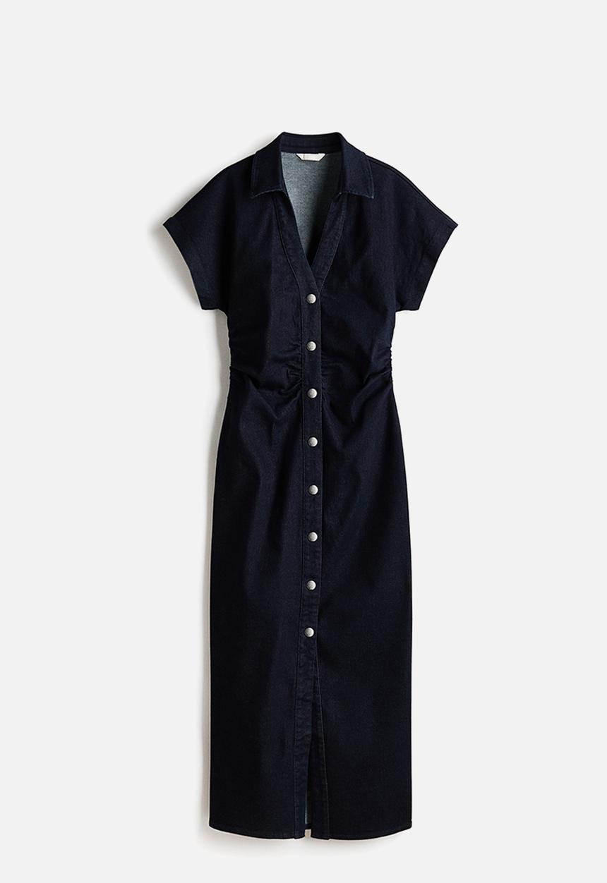 H&M - Short-sleeved denim dress - dark denim blue