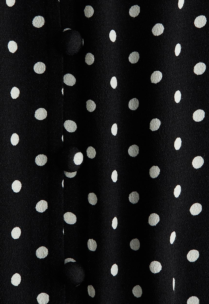 H&M - Long-sleeved viscose dress - black/spotted