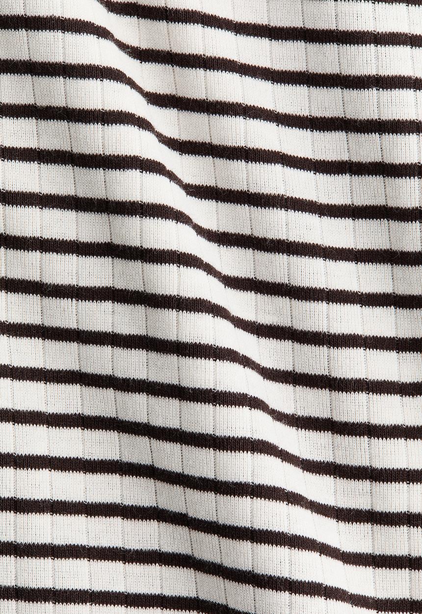 H&M - Ribbed drawstring trousers - white/striped