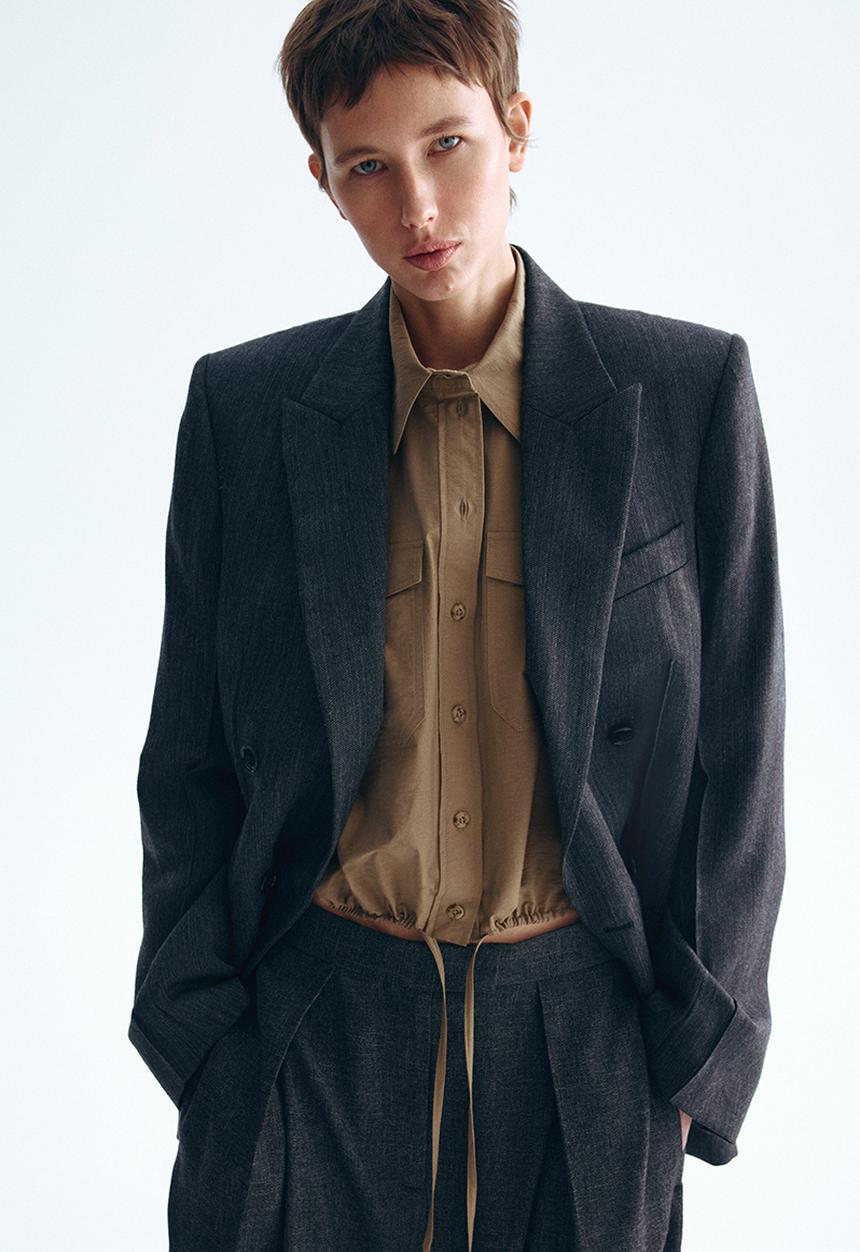 H&M - Drawstring shirt - dark beige