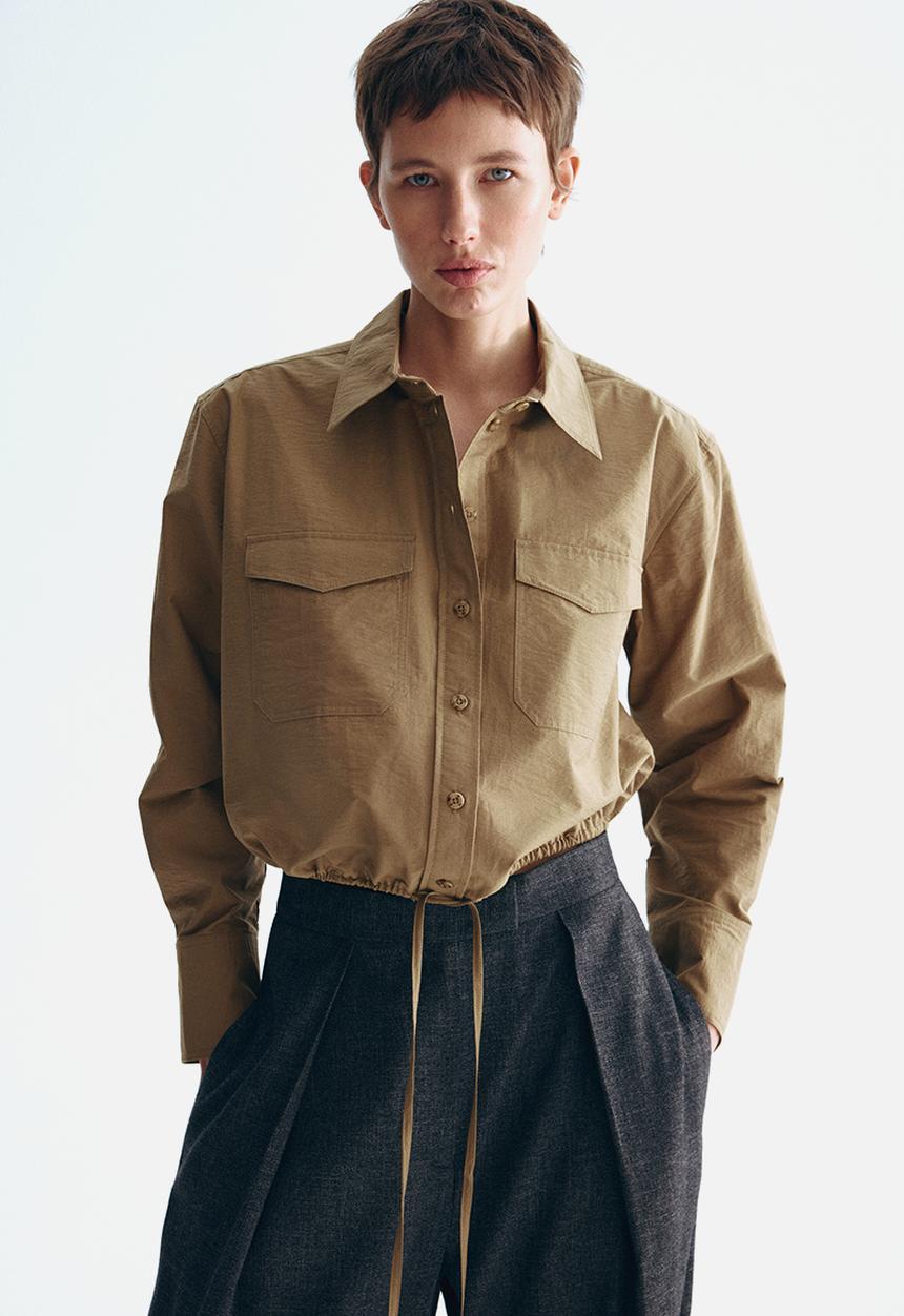 H&M - Drawstring shirt - dark beige