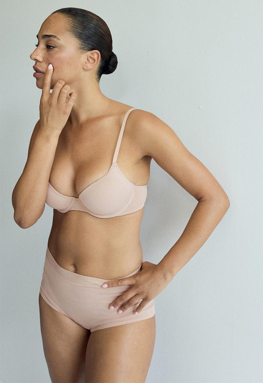H&M - 2 Pack padded underwired cotton bras - beige/black