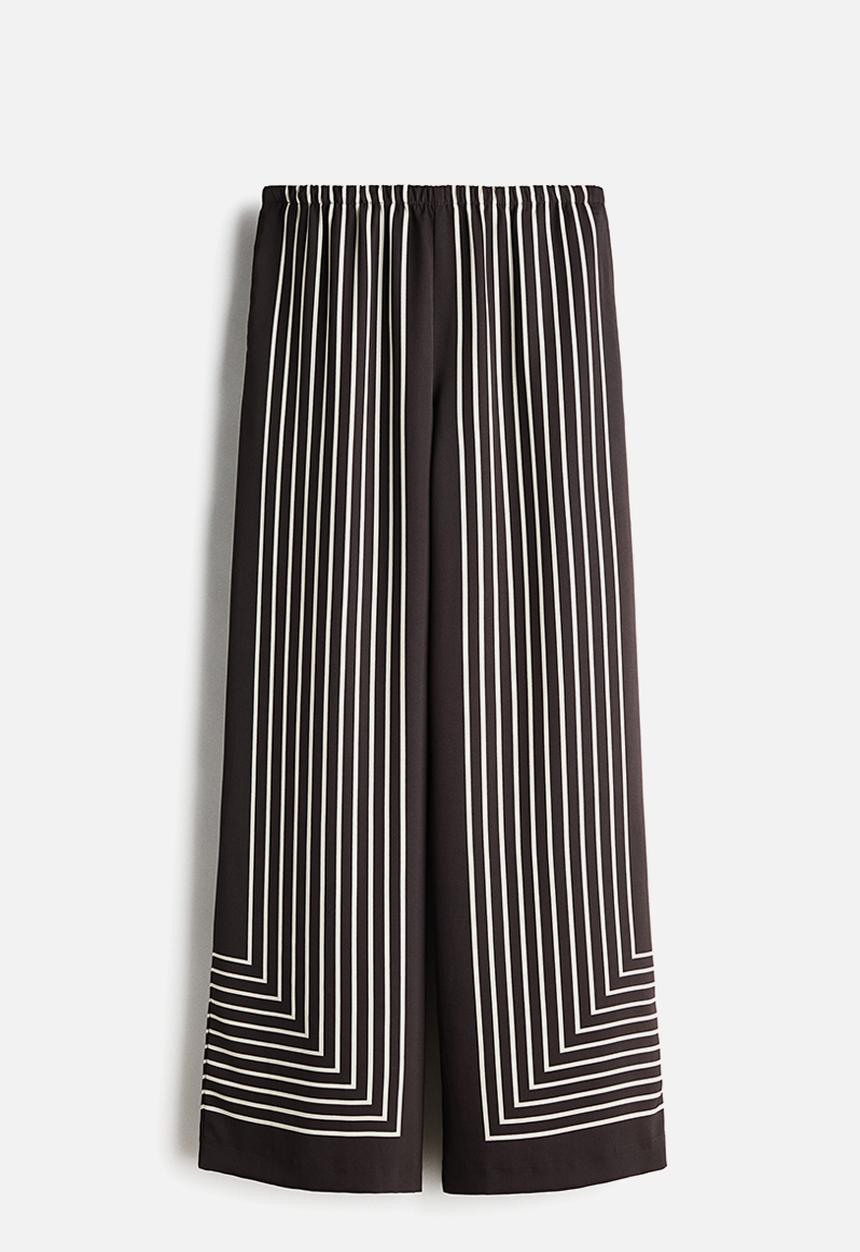 H&M - Pull-on trousers - dark brown/striped