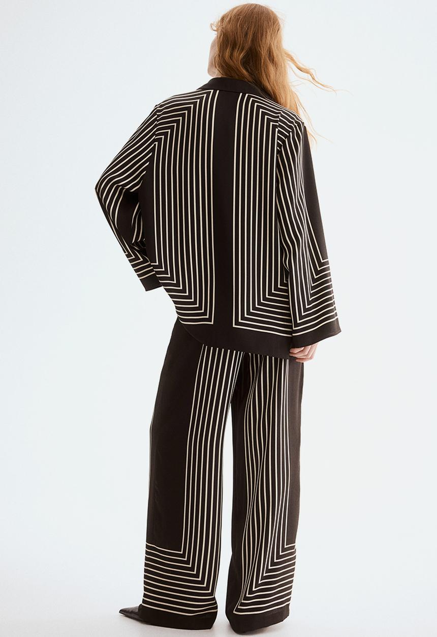 H&M - Pull-on trousers - dark brown/striped