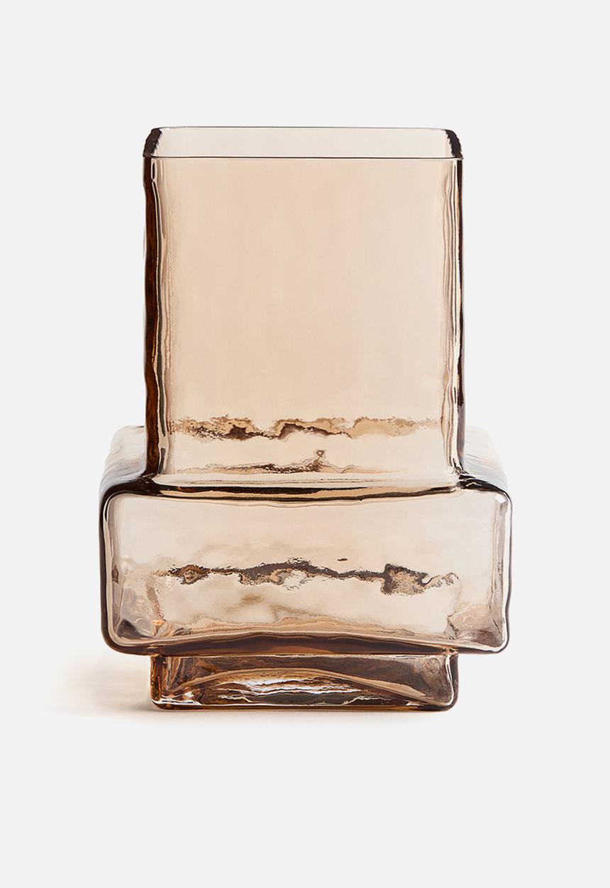 H&M - Textured-glass vase - light brown