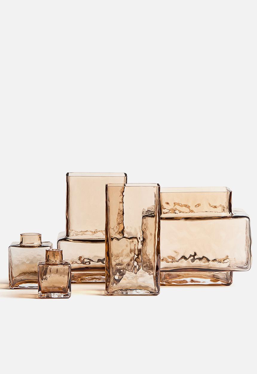 H&M - Textured-glass vase - light brown