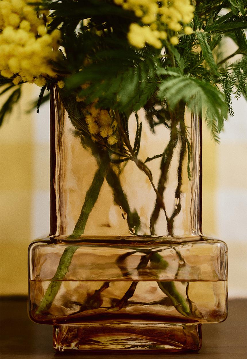 H&M - Textured-glass vase - light brown