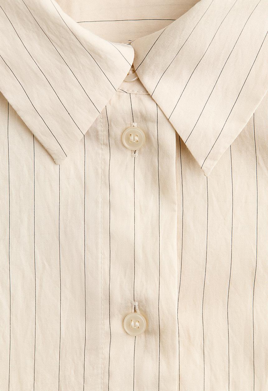 H&M - Oversized shirt - light beige/pinstriped