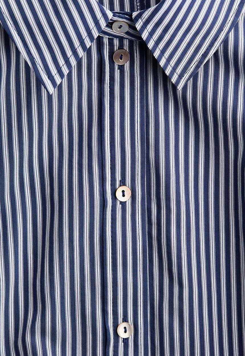 H&M - Short-sleeved shirt dress - navy blue/striped