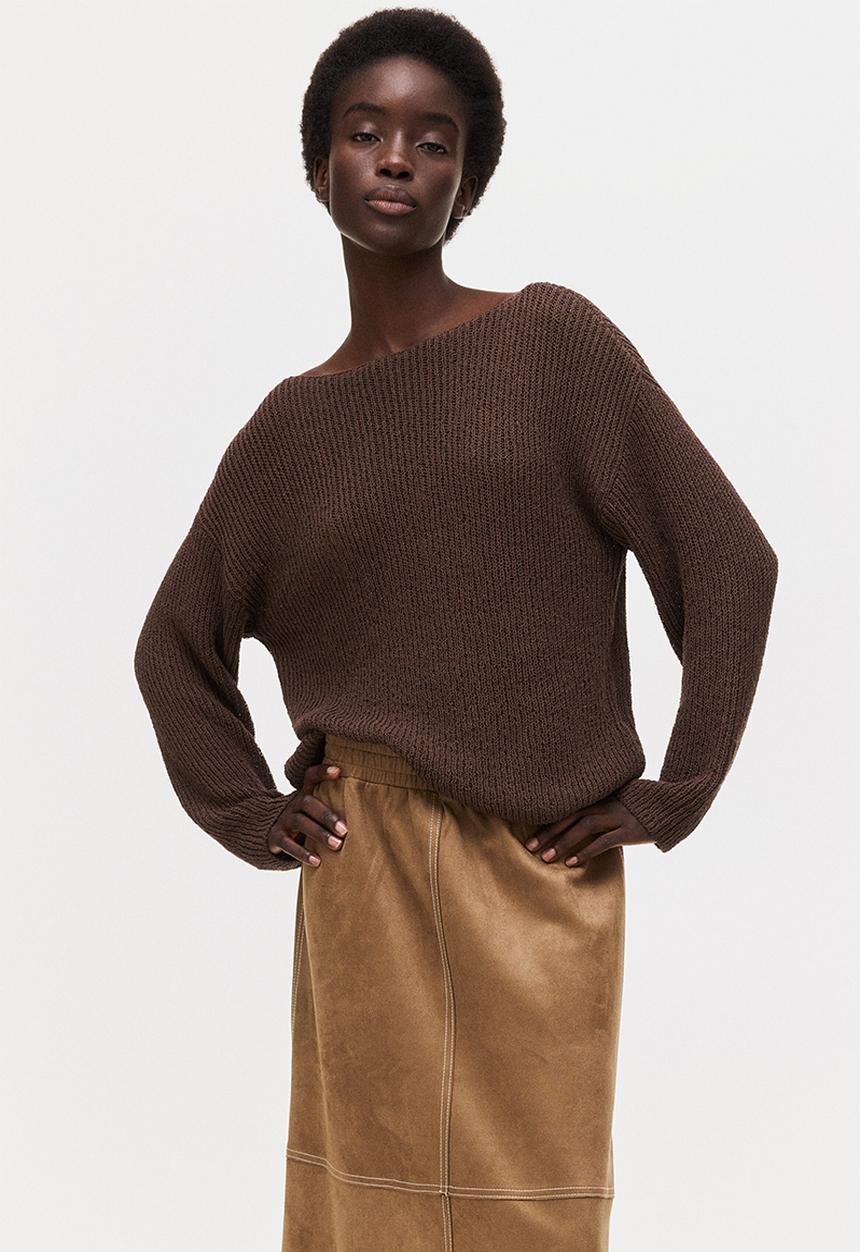H&M - Midi skirt - dark beige
