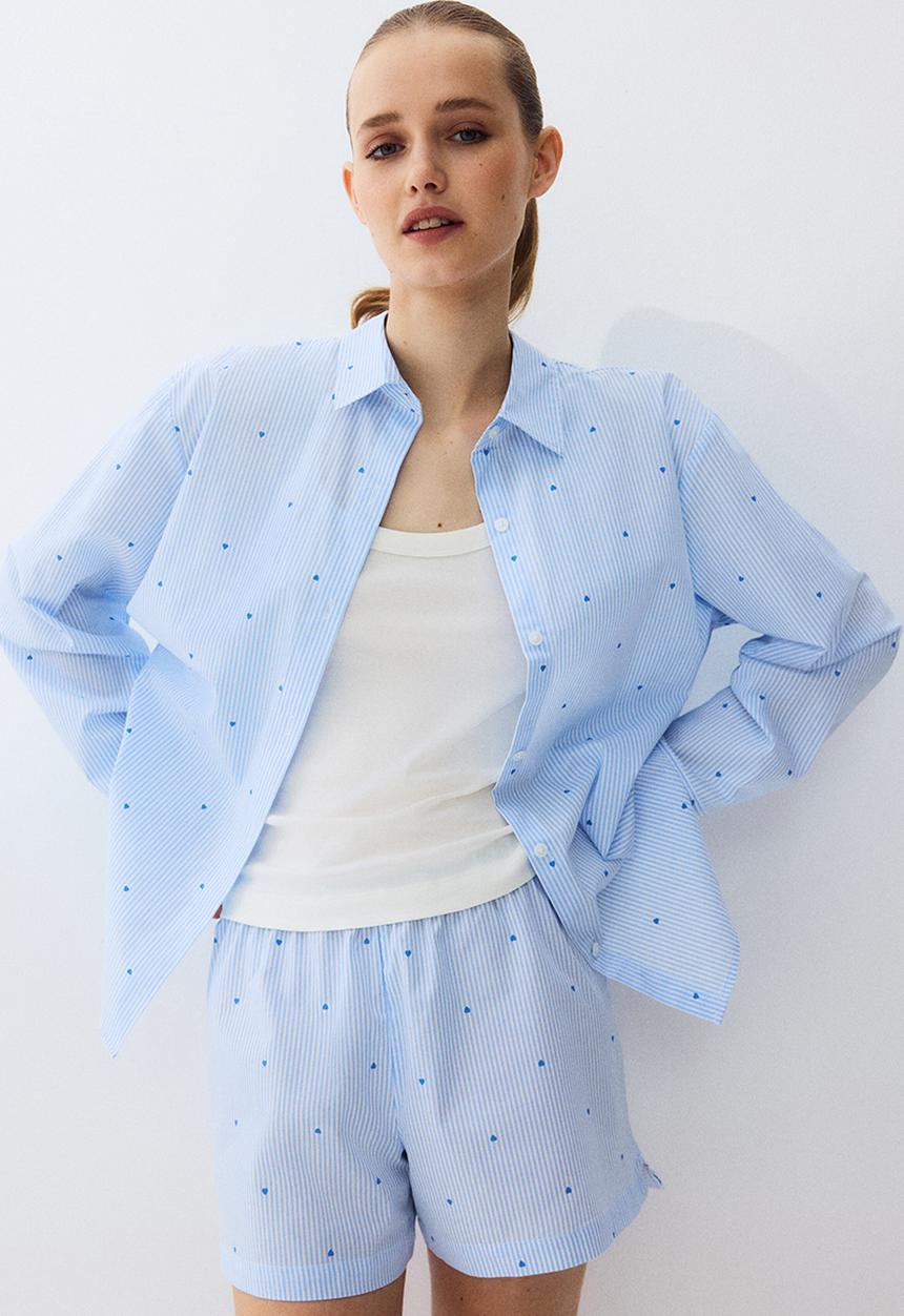 H&M - Cotton pyjamas - light blue/hearts
