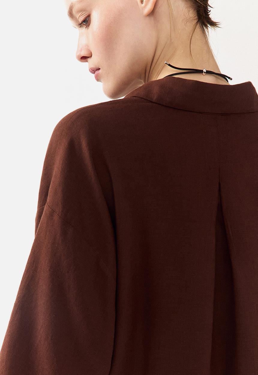 H&M - Oversized linen-blend shirt - brown