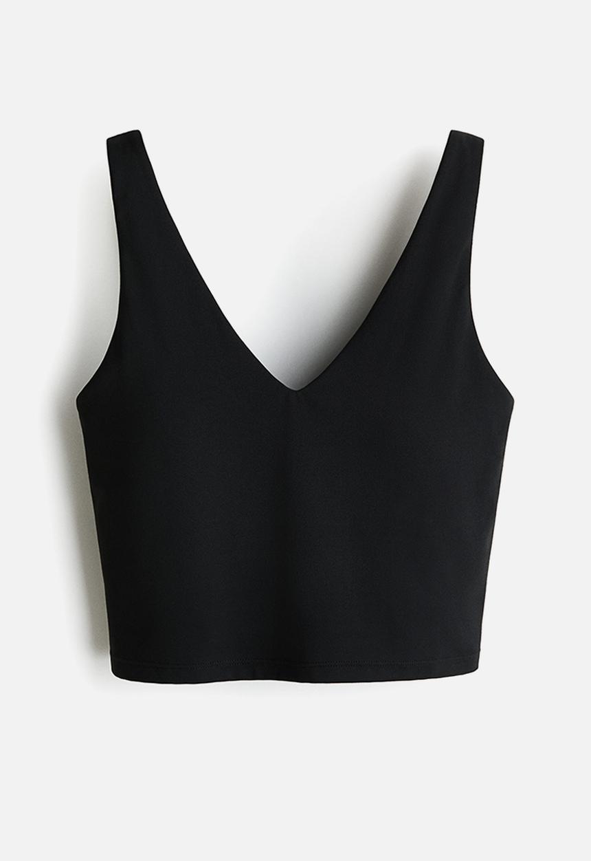H&M - Cropped sports top with softmove™ - black