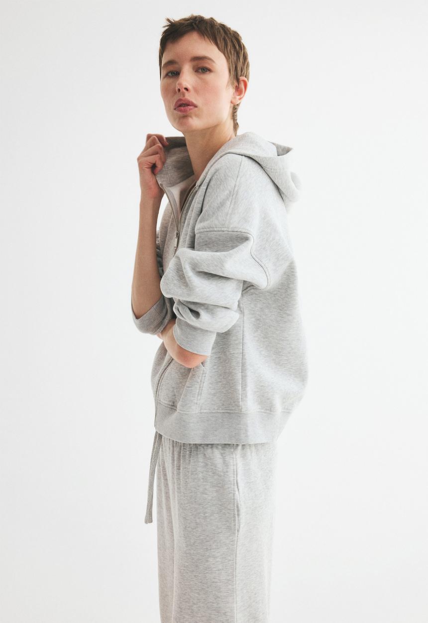 H&M - Zip-through hoodie - light grey marl