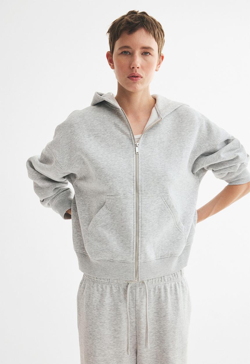 H&M - Zip-through hoodie - light grey marl