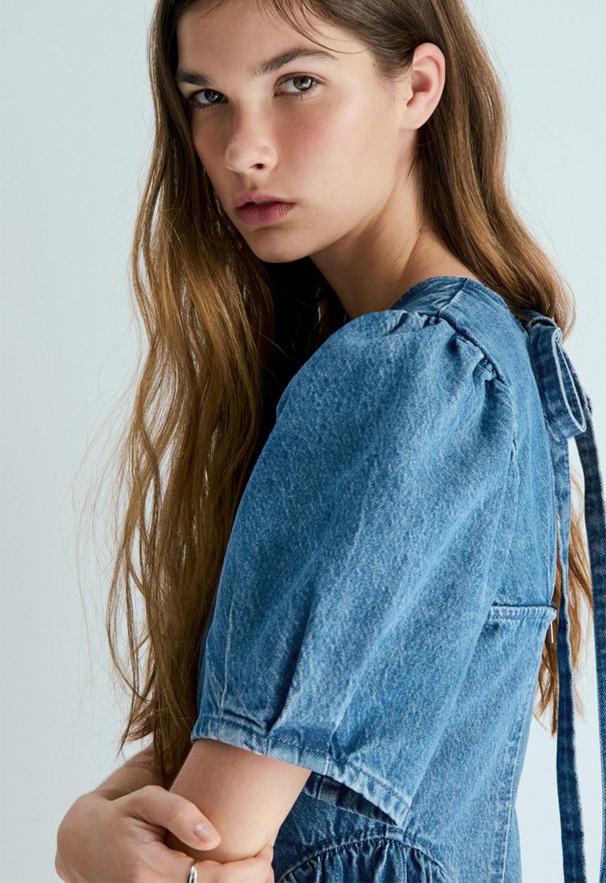 H&M - Flared-skirt denim dress - denim blue