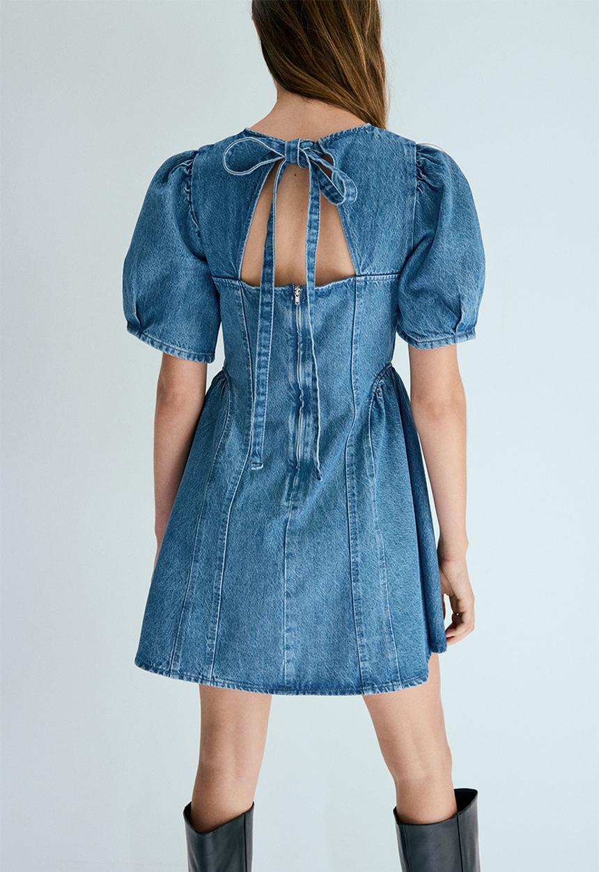 H&M - Flared-skirt denim dress - denim blue