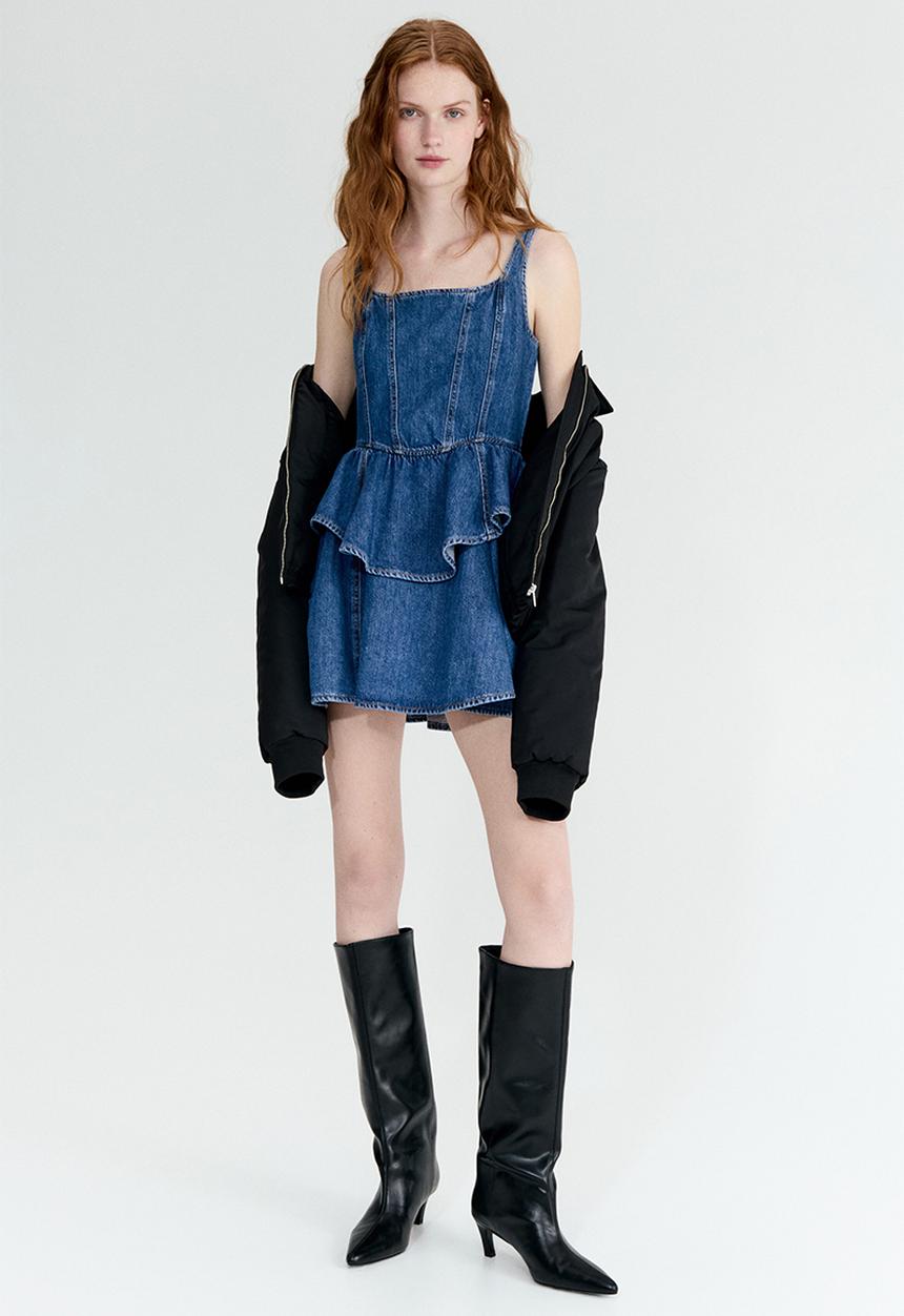 H&M - Flared-skirt denim dress - denim blue