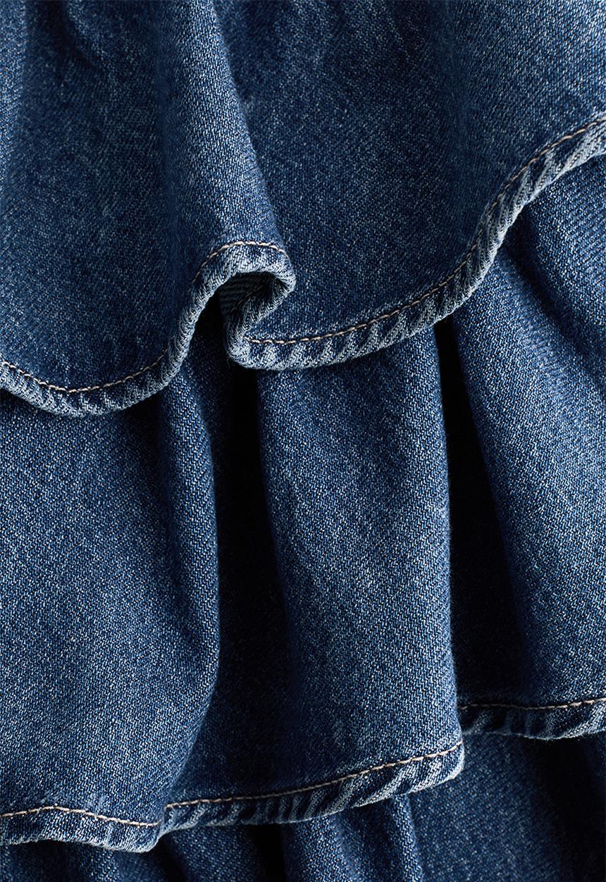H&M - Tiered denim skirt - denim blue