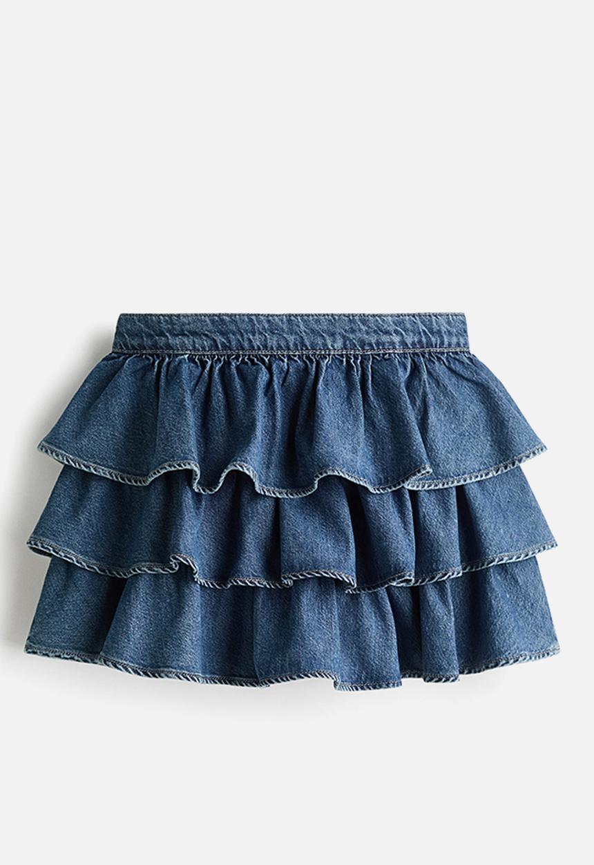 H&M - Tiered denim skirt - denim blue