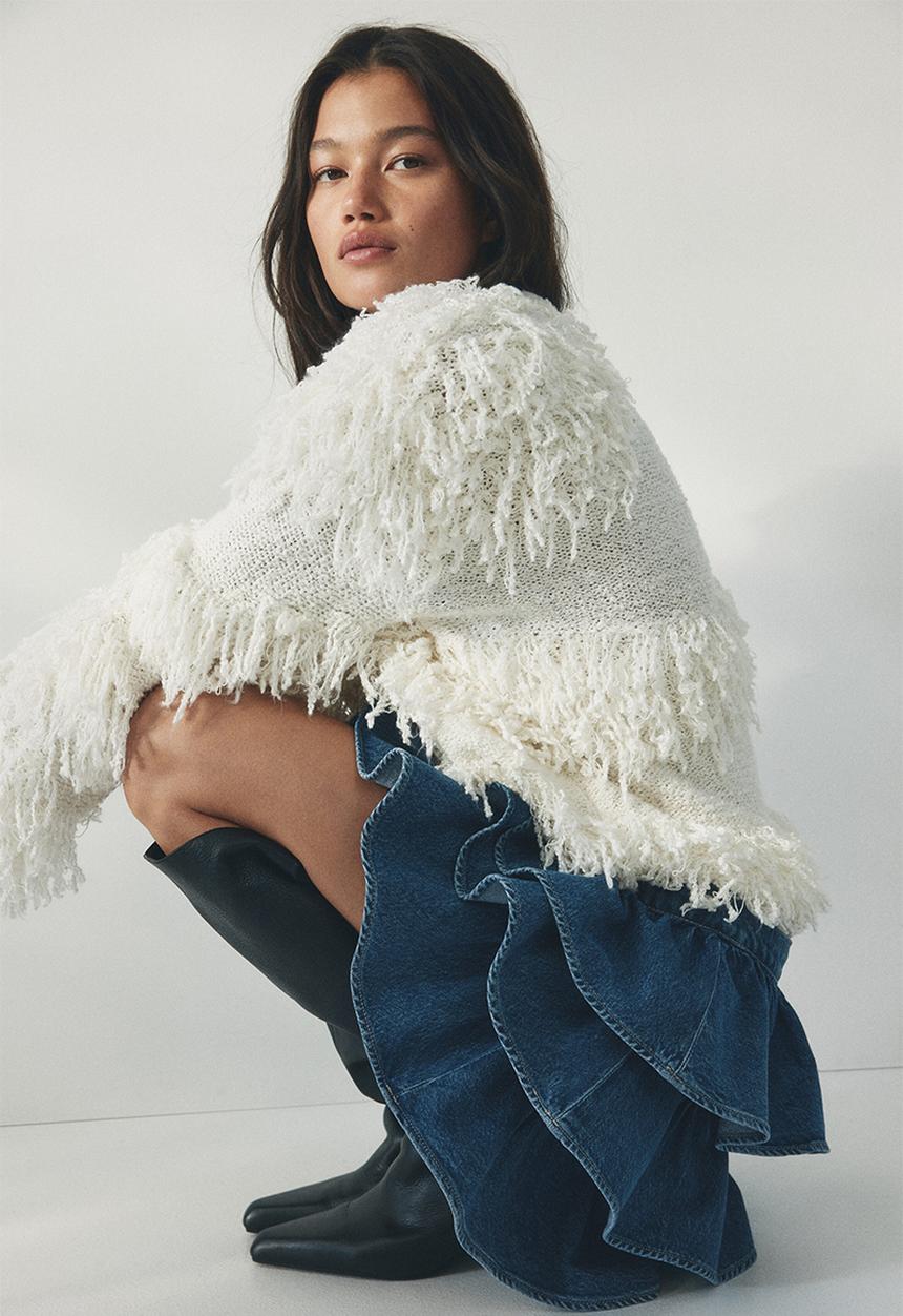 H&M - Tiered denim skirt - denim blue