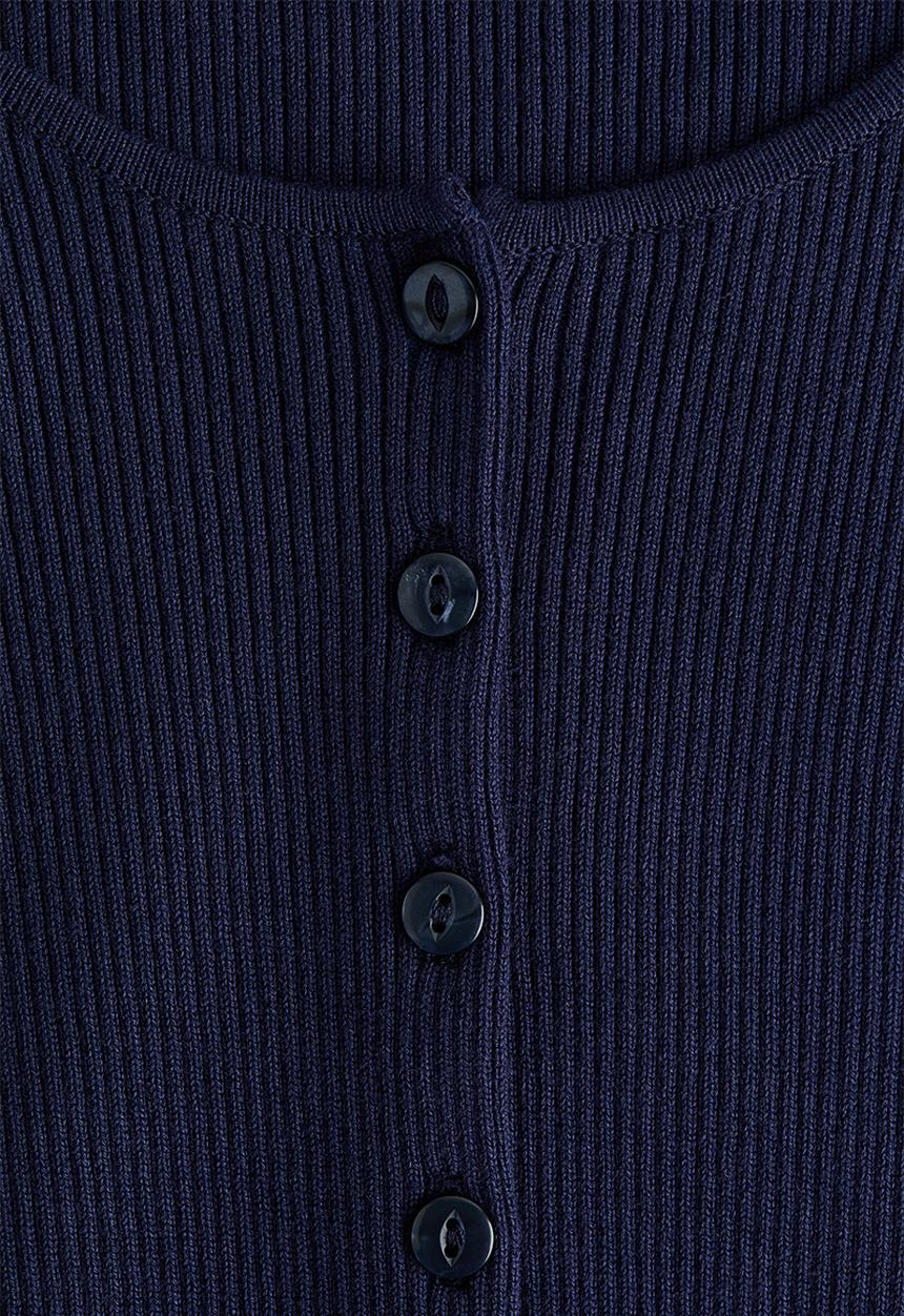 H&M - Short-sleeved rib-knit cardigan - dark blue