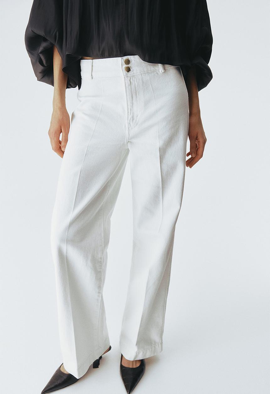 H&M - Wide high waist jeans - white