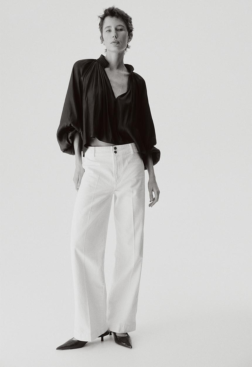 H&M - Wide high waist jeans - white