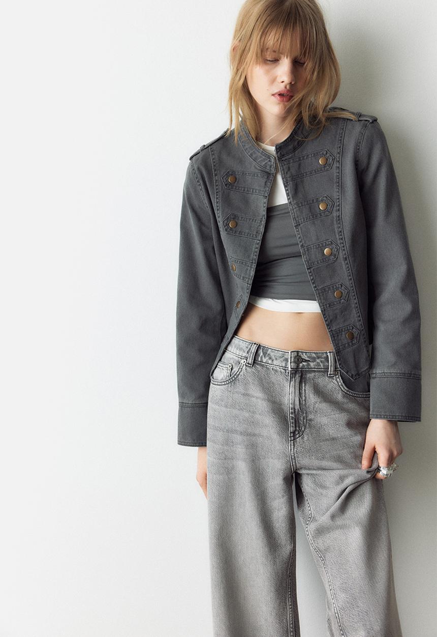 H&M - Baggy regular waist jeans - light grey