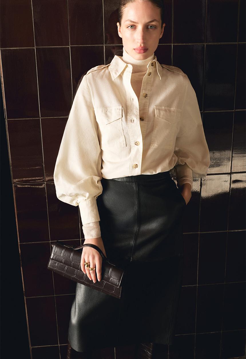 H&M - Linen-blend cargo shirt - cream