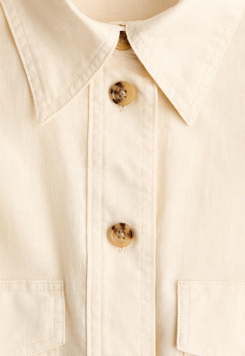 H&M - Linen-blend cargo shirt - cream